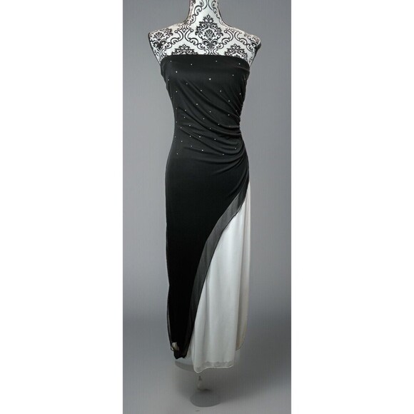 Y2k B.Smart Glitter Slinky Asymmetric Formal Gown Strapless Sz 3/4 Fairy Grunge - Picture 3 of 10